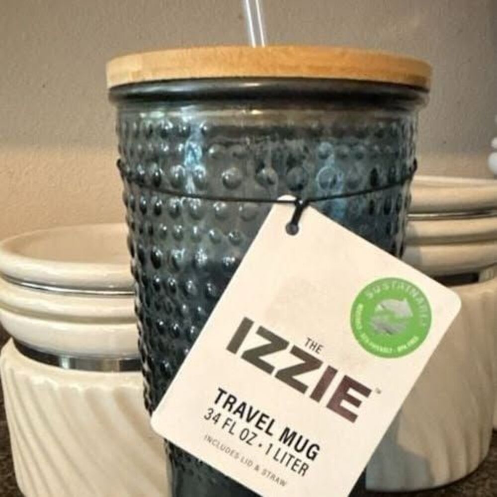 Home Essentials The Izzie 34 oz Textured Glass Travel Mug
